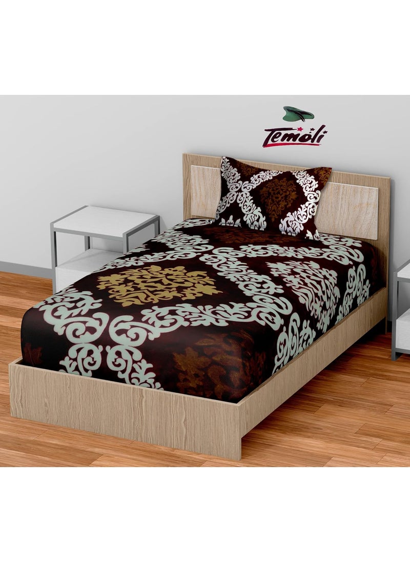 Temoli Flannel Elastic Fitted Warm bedsheets for Winter Single Bed Winter bedsheets for Single Bed 60X90 Inch Fit Upto 8 Inches of Mattress Fitted Single Bedsheet Hexa Maroon