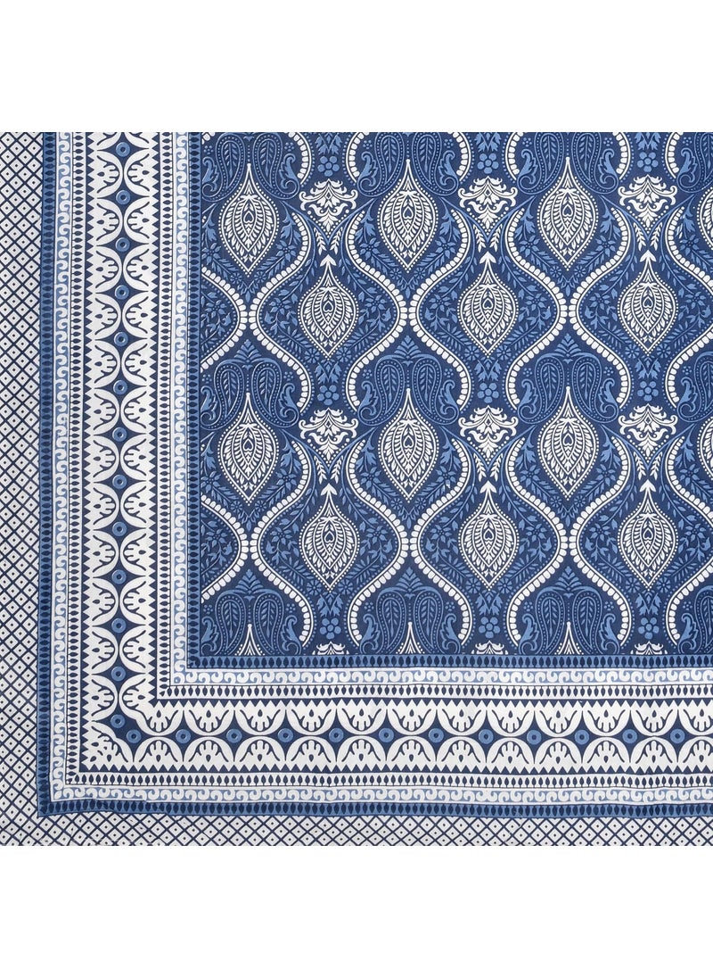 Urban Jaipur Pure Cotton Single Bedsheet for Single Bed 100 Cotton 240 TC Single Bedsheet with One Pillow Cover Rajasthani Jaipuri Print Jaal Print 60x90 Inches Blue