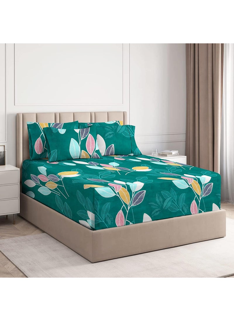VAS COLLECTIONS Premium Elastic Fitted Bedsheets with 2 Pillow Covers Double Bed All Around Elastic 160 TC Supersoft Longlasting Size 72x7810 inches Dark Green