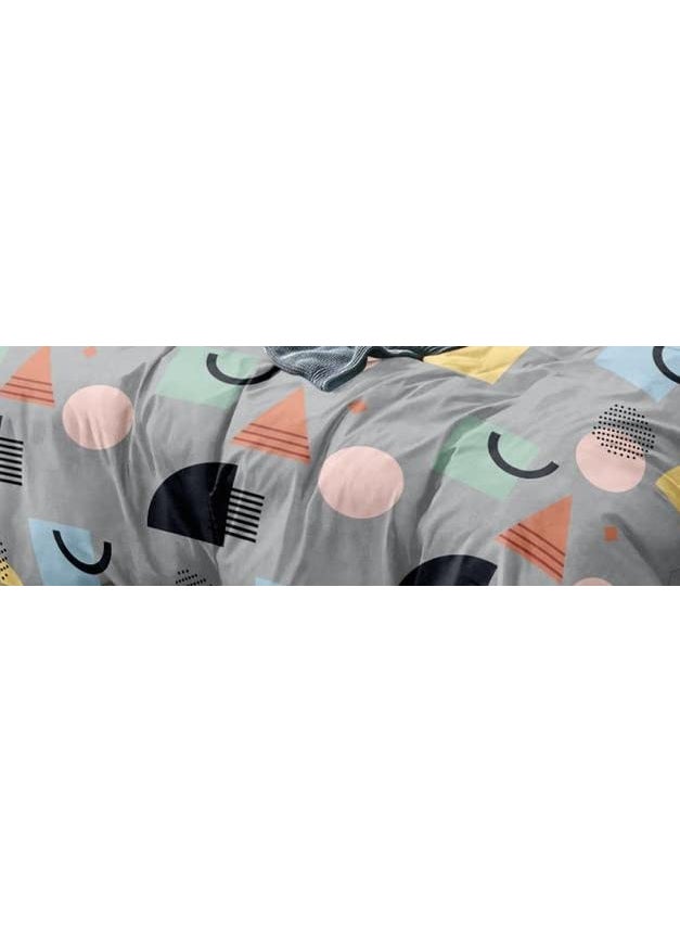 THE HOME STYLE Cotton Feel Glace Cotton Elastic Fitted All Around Elastic Printed Queen Size Double Bed Bedsheet with 2 Pillow Cover 60x78 Classic Grey