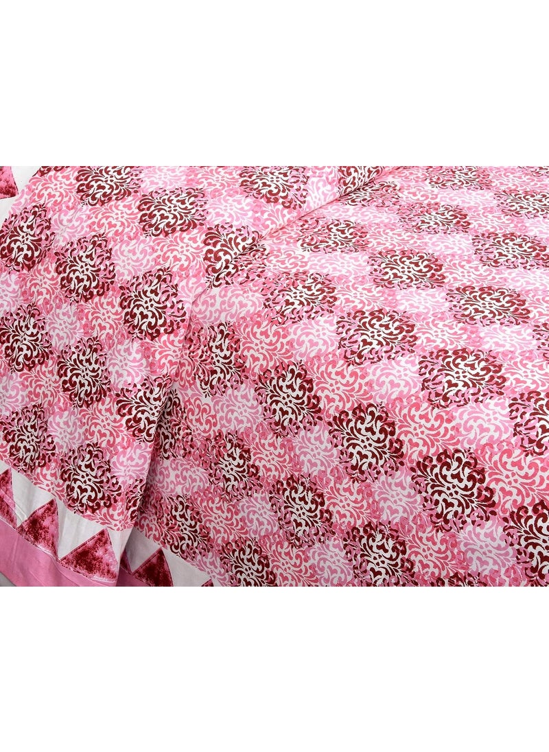 EasyGoods 240 TC Cotton Bedsheet for Double Bed Floral PinkEthnic24 Bedsheet King Size Bed CottonKing Size BedsheetDouble Bedsheet with 2 Pillow Covers 90x108 InchHandcrafted Bed Sheets
