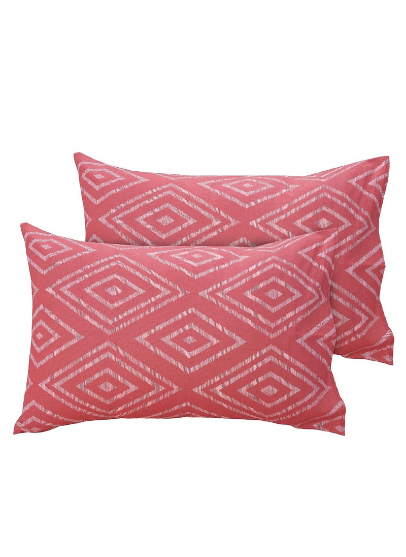 Huesland by Ahmedabad Cotton 144 TC King Size Bedsheet Cotton with 2 Pillow Covers 108 by 108 inch Peach Pink