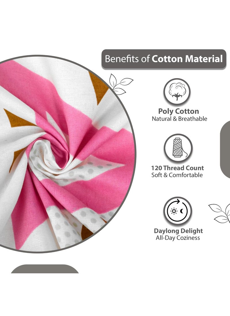 Divine Casa Bedsheet for Single Size Bed 144 TC Cotton Bedsheet for Single Size Bed with 1 Pillow Cover 145 X 223 cm Geometric White Gold Cotton Bedsheet