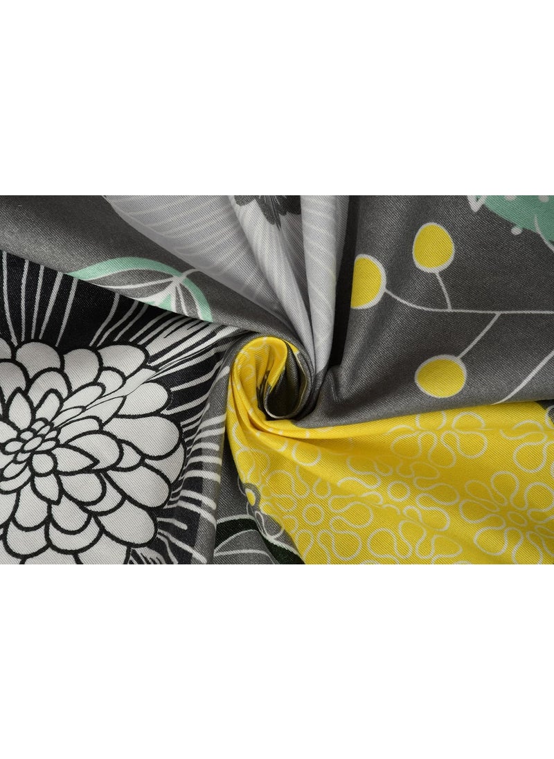 SHOMES Pure Cotton Printed Diwan Set Covers 6 Pieces for Living Room 1 Single Bed Sheet with 3 Cushion Covers 2 Bolster Covers Color Grey Size Standard Set of 6 Pcs
