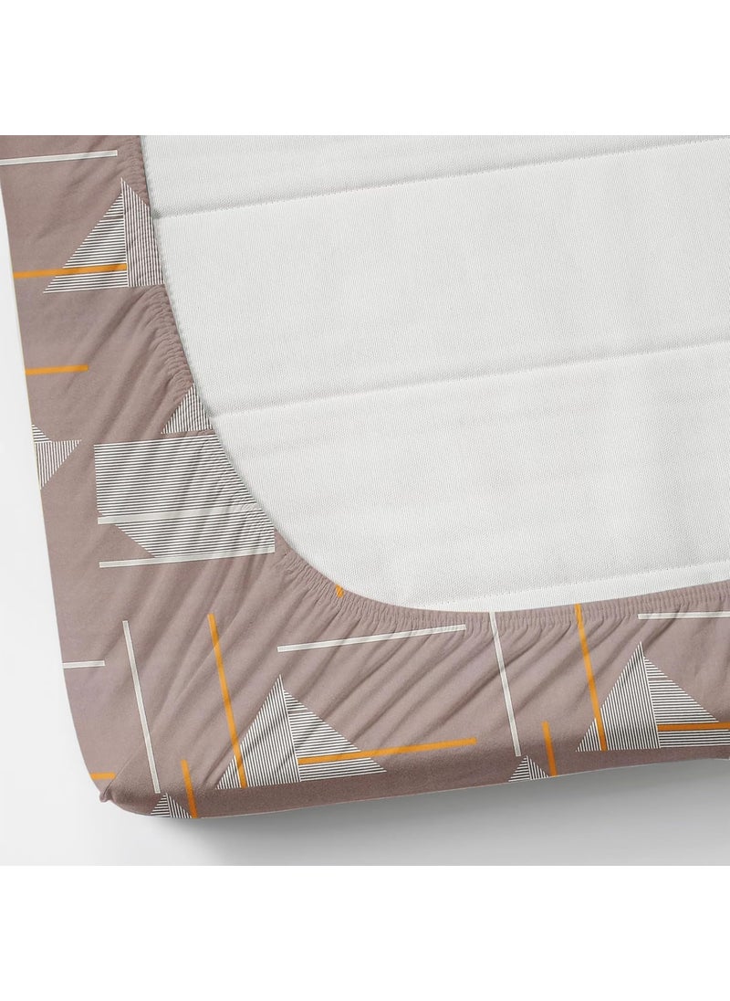 SHOMES 100 Pure Glace Cotton Elastic Fitted Bedsheets 72 x 78 All Around Elasticated Double Bed Sheet with 2 Large Pillow Covers 18x28 Inches Brown