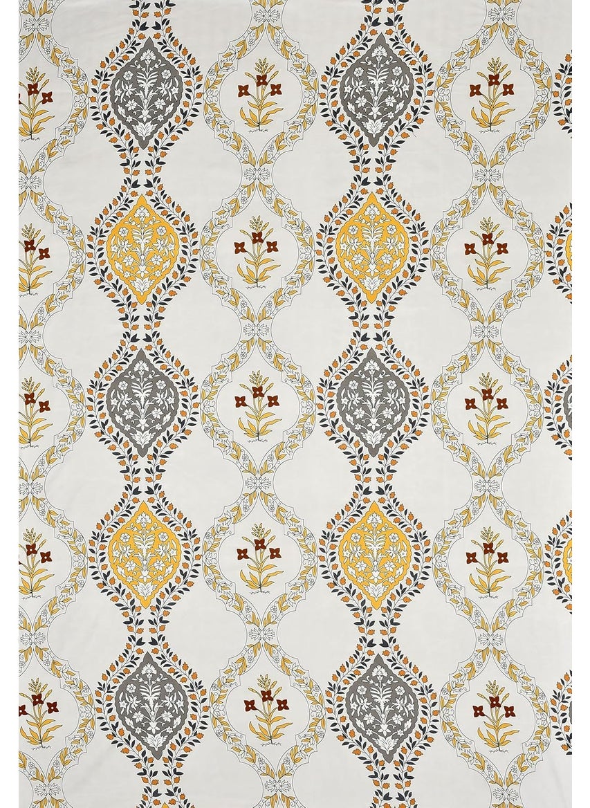 SHOMES Pure Soft Cotton Floral Printed Diwan Set Covers 8 Pieces 1 Single Bed Sheet 60 X 90 with 5 Cushion 16 X 16 2 Bolster Covers 16 X 32 Cream Floral