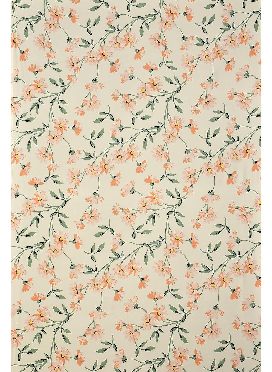 SHOMES Pure Cotton Printed Diwan Set Covers 6 Pieces for Living Room 1 Single Bed Sheet with 3 Cushion Covers 2 Bolster Covers Color Cream Floral Size Standard Set of 6 Pcs