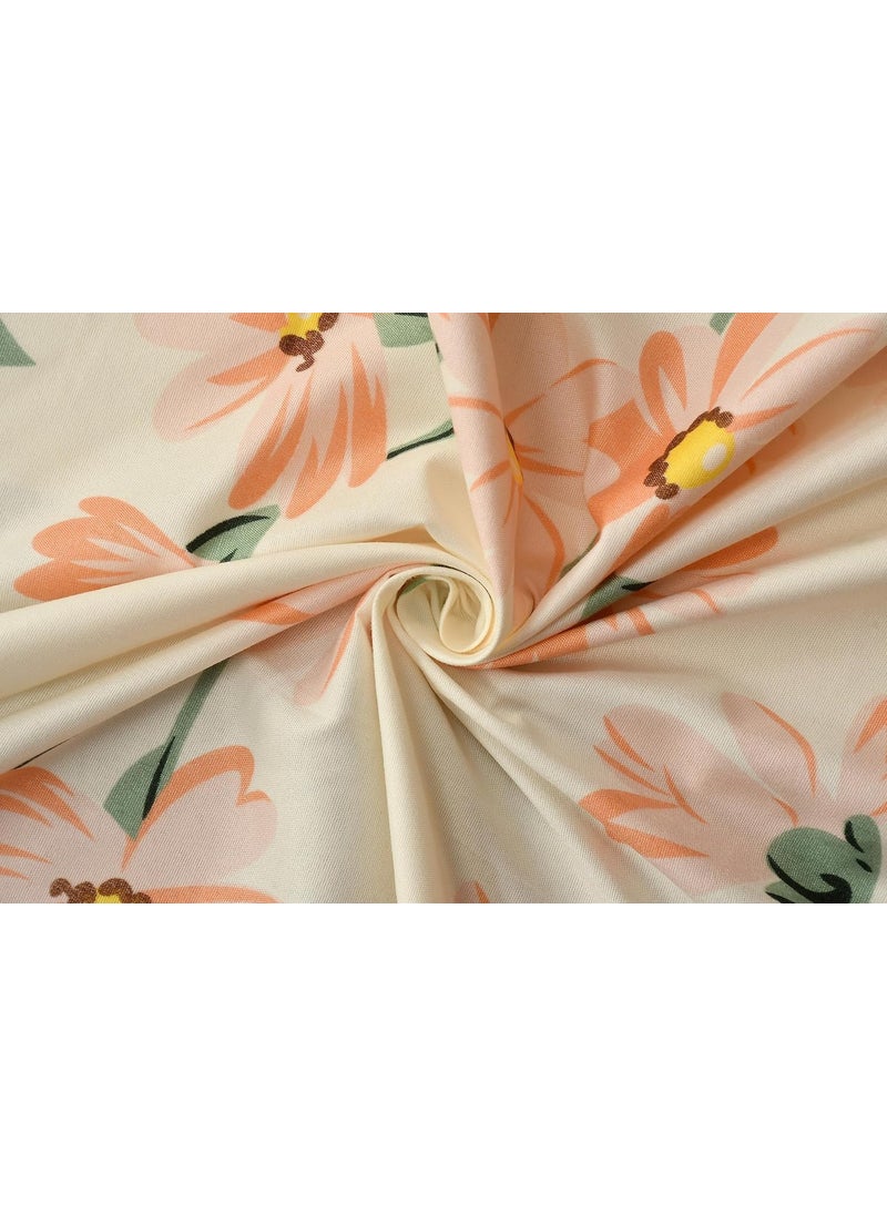 SHOMES Pure Cotton Printed Diwan Set Covers 6 Pieces for Living Room 1 Single Bed Sheet with 3 Cushion Covers 2 Bolster Covers Color Cream Floral Size Standard Set of 6 Pcs
