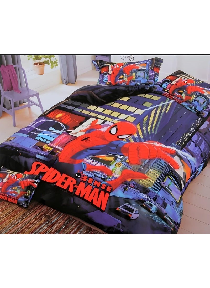 ELIZA KRAFTS 300TC Flat Bedsheets for King Size Bed 90 x 100 InchesBedsheet with 2 Pillow CoversSpiderman Bedsheets for Kids RoomHypoallergenic Bed CoversCotton Feel Bedsheet King Size Double Bed