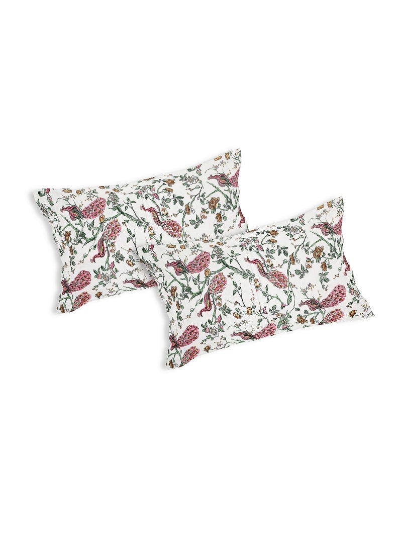 EasyGoods 240 TC Bedsheet for Double Bed King Queen Size Bed Anokhi Prints Rajasthan Jaipuri Design Includes 2 Pillow Covers 90 108 Birdy Peach
