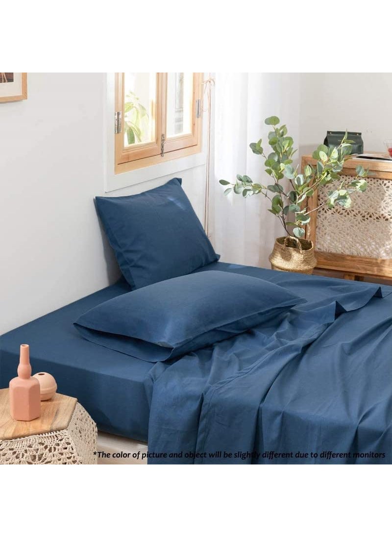 Cultiver Bedsheet for Double Bed Solid Colour King Size with 2 Pillow Covers Queen Plain Colour Bedsheet Ultra Soft Brushed Micro Fabric Shrinkage Fade Resistant 90x100 Inches Blue Color
