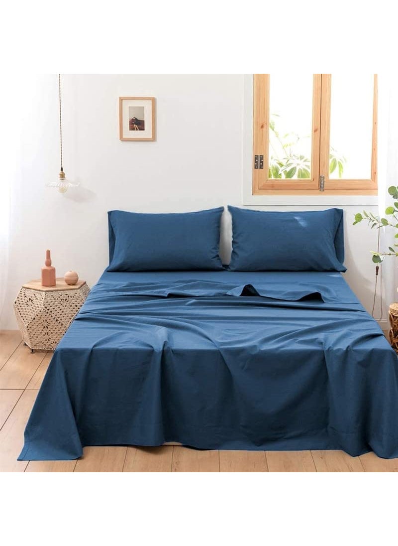 Cultiver Bedsheet for Double Bed Solid Colour King Size with 2 Pillow Covers Queen Plain Colour Bedsheet Ultra Soft Brushed Micro Fabric Shrinkage Fade Resistant 90x100 Inches Blue Color