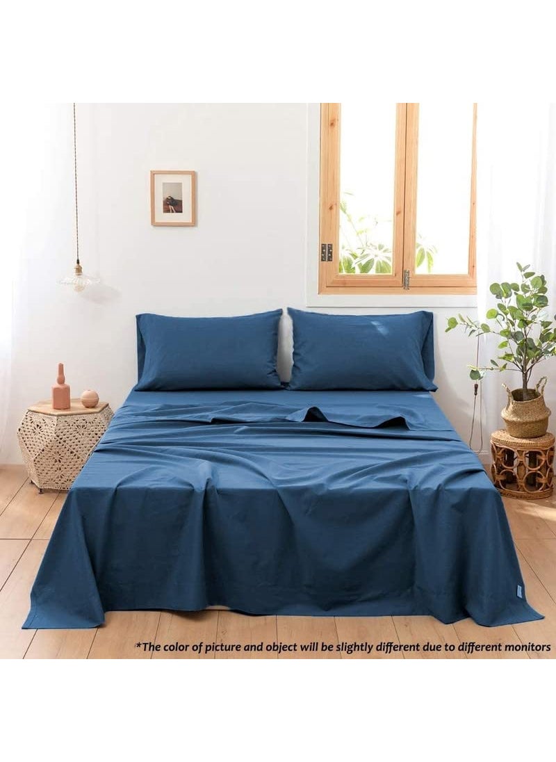 Cultiver Bedsheet for Double Bed Solid Colour King Size with 2 Pillow Covers Queen Plain Colour Bedsheet Ultra Soft Brushed Micro Fabric Shrinkage Fade Resistant 90x100 Inches Blue Color