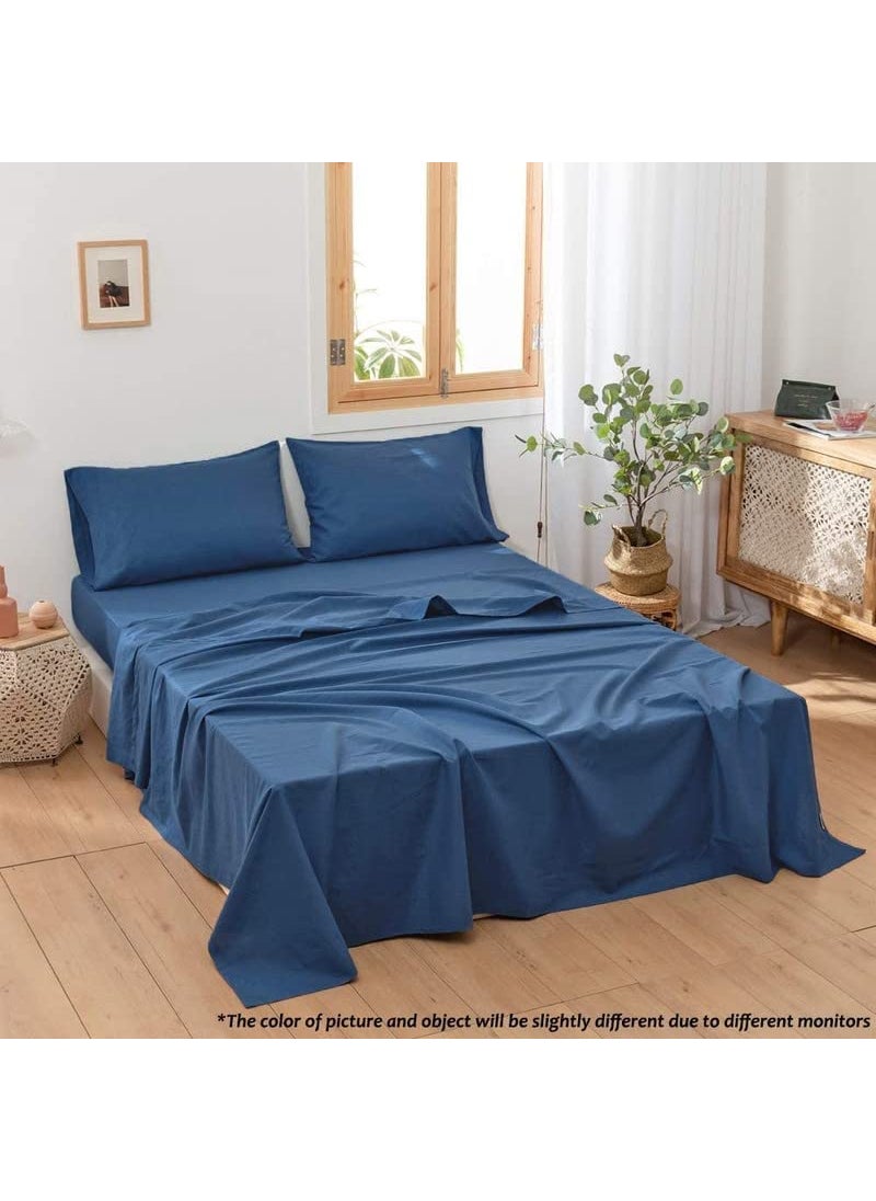 Cultiver Bedsheet for Double Bed Solid Colour King Size with 2 Pillow Covers Queen Plain Colour Bedsheet Ultra Soft Brushed Micro Fabric Shrinkage Fade Resistant 90x100 Inches Blue Color