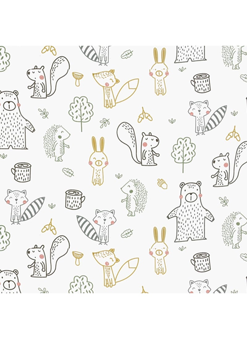 Haus Kinder Flat Single Bedsheet Cotton for Kids 200TCWrinkle Free Printed Pure Cotton Single Bedsheet 145x225CM 1Pc Cotton Single Bedsheet with Pillow Cover 1Pc Woodland Animal Easy Wash Beige