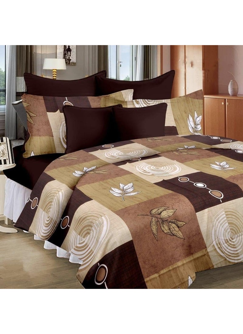 TANISHA HOME DECOR Super King Size Bedsheet 108X120 Inch 10 Feet Bedsheet 240 TC Soft Rich Glace Cotton Fabric XXXL Size with 2 Pillow Covers Brown