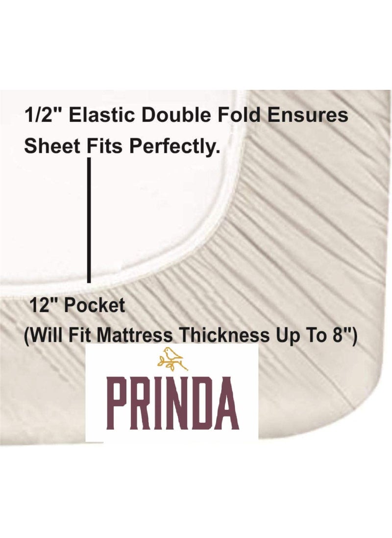 PRINDA King Size Glace Cotton Elastic Fitted Double Bedsheet with 2 Pillow Covers Multi Arrow Sky Multi Arrow Sky