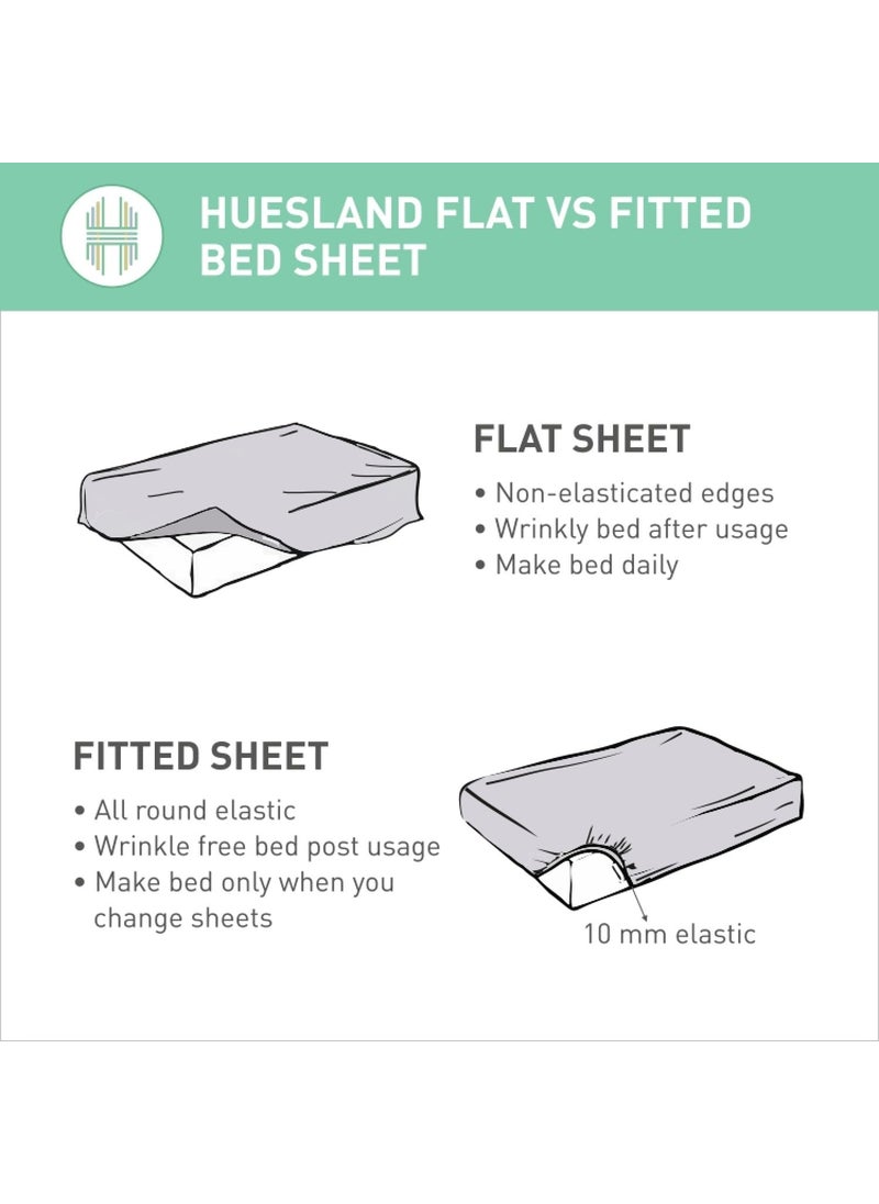 Huesland by Ahmedabad Cotton 210 TC Fitted Bedsheet Single Bed Cotton with 1 Pillow Cover 3ft x 65ft Green Ochre Grey Mulberry