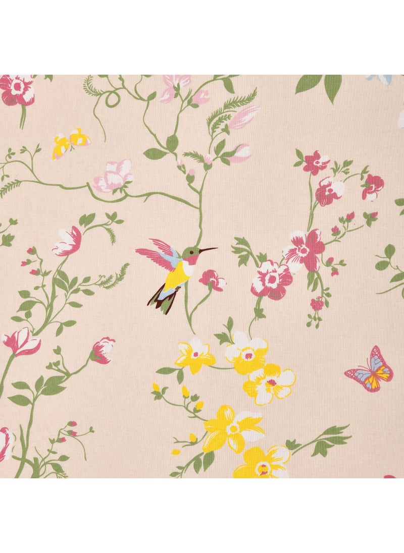 Haus Kinder Cotton Single Bed Sheet Set 186 TC Breathable Fabric with 1 Pillow Cover Peach Flower Print