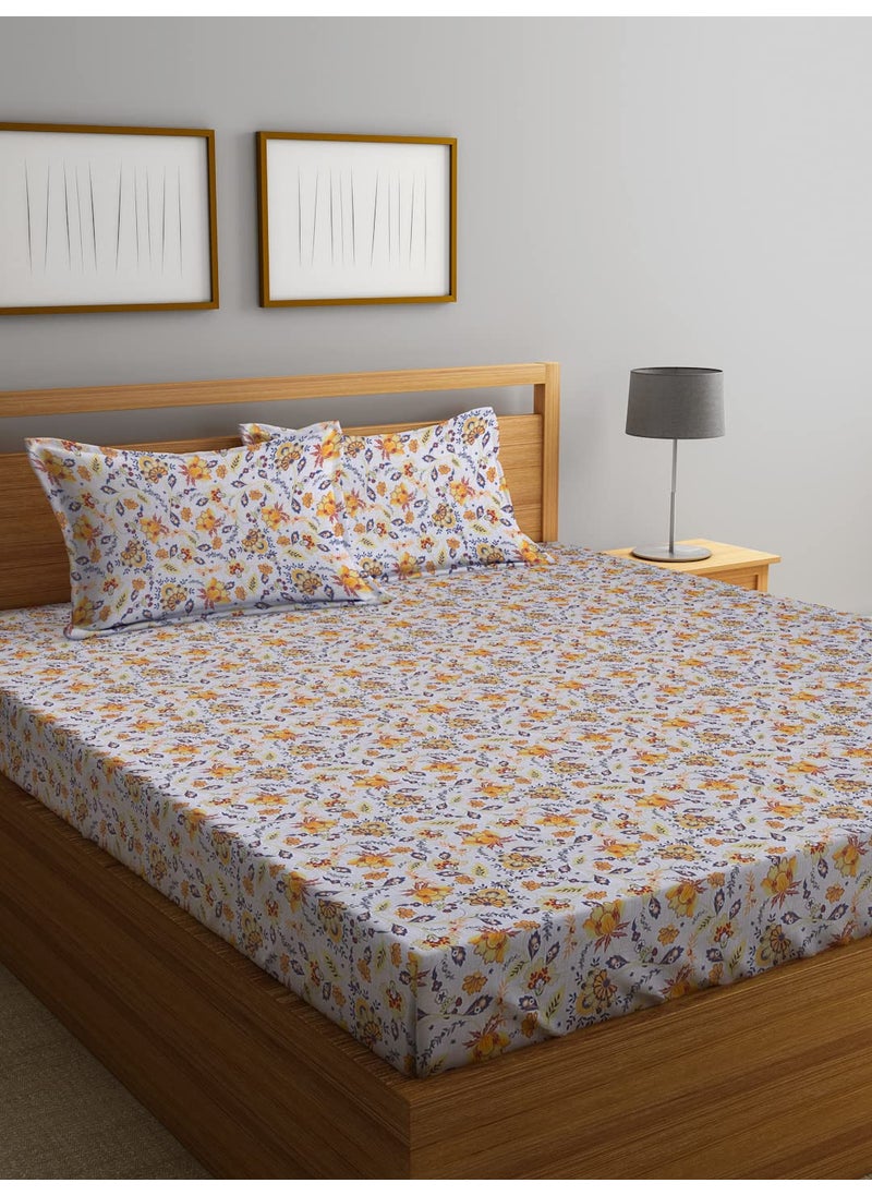 Ambra Linens 144TC Premium Bed Sheet Set Bed Sheet Double Bed 100 Cotton Bed Sheet Soft Smooth Flat Sheets Bed Sheet for AllSeason Use 1 Bedsheet and 2 Pillowcases Queen Size