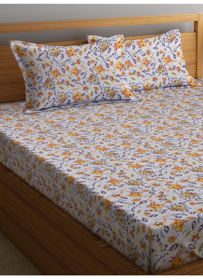 Ambra Linens 144TC Premium Bed Sheet Set Bed Sheet Double Bed 100 Cotton Bed Sheet Soft Smooth Flat Sheets Bed Sheet for AllSeason Use 1 Bedsheet and 2 Pillowcases Queen Size