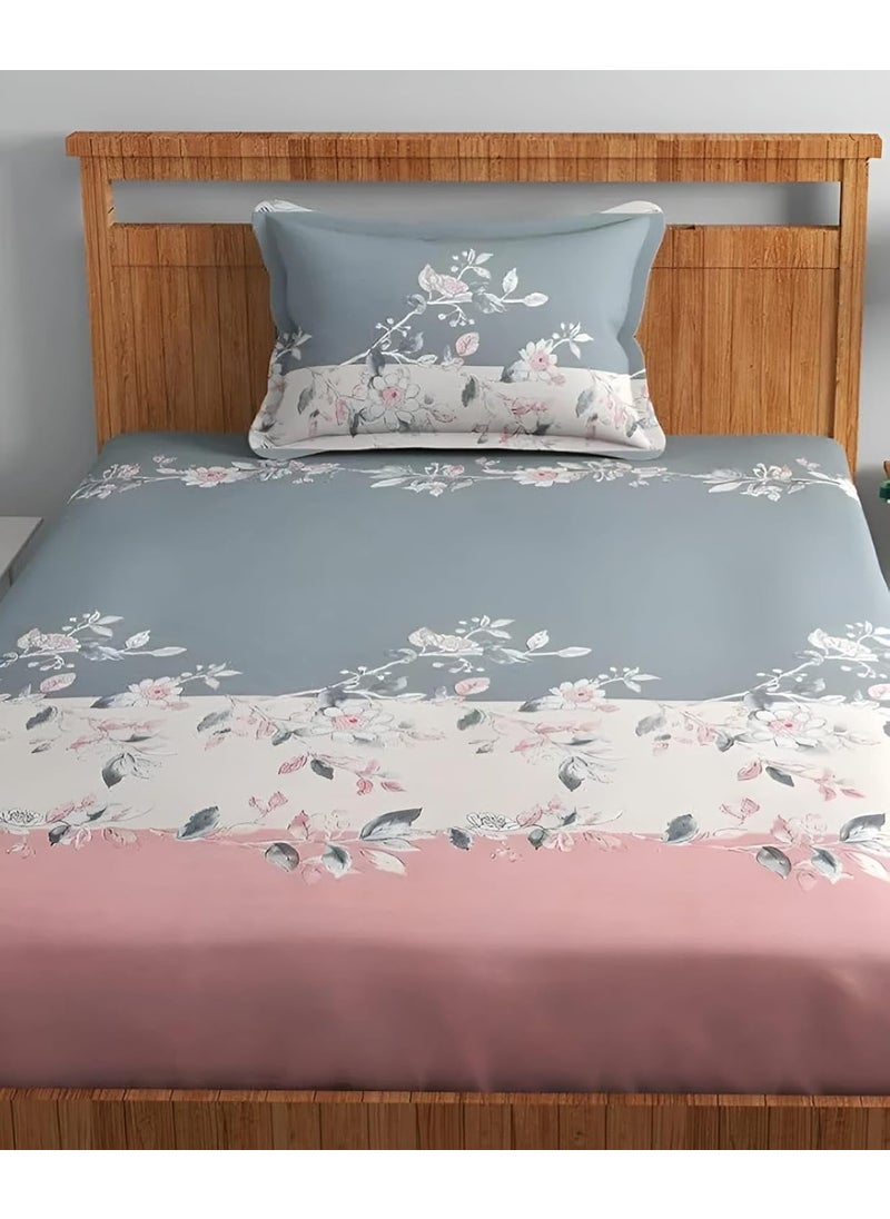 ELIZA KRAFTS 144 TC Single Elastic Fitted BedsheetGlace Cotton Fitted Bedsheet Single BedAll Around Elastic Bed Sheets Single Bed 36x72 Inch Fit Upto 8 Inch MattressSingle Bedsheets1 Pillow Covers