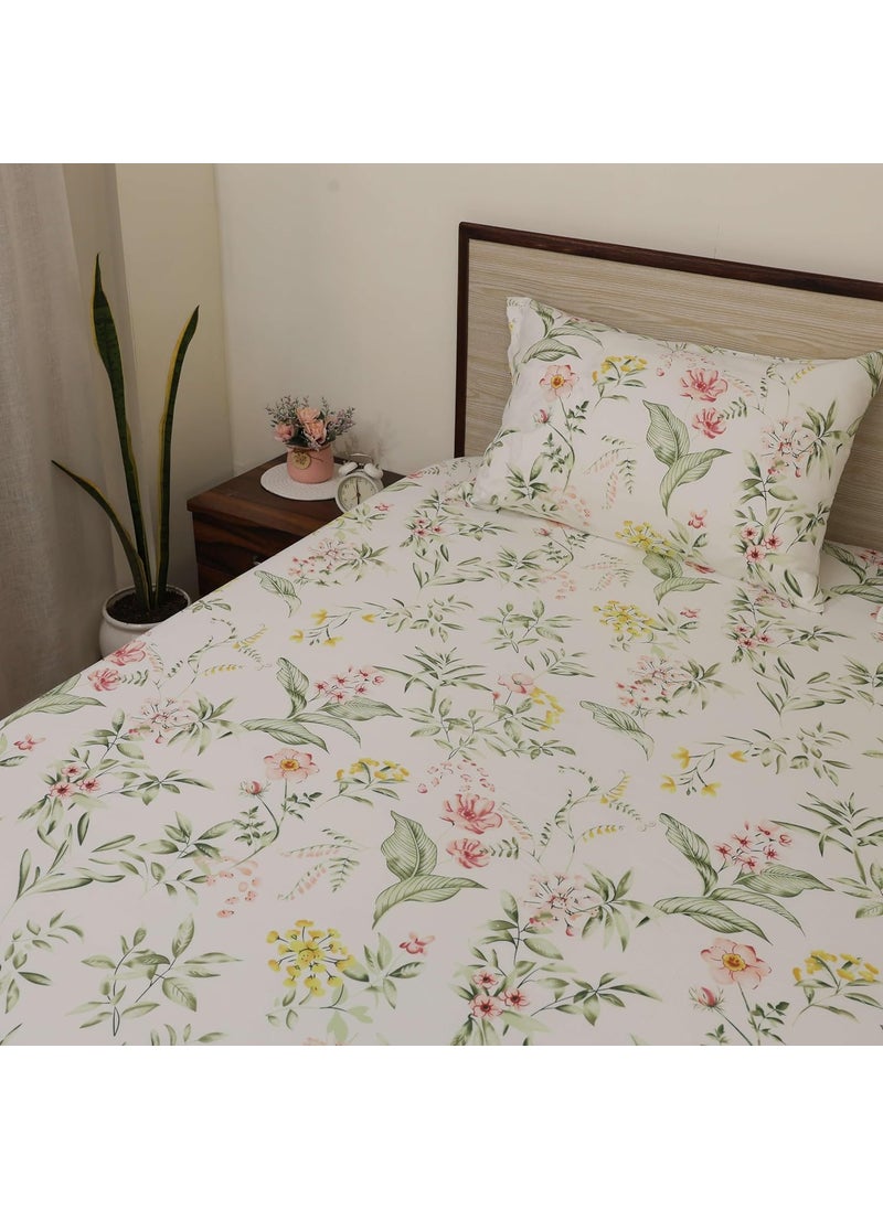 Bhoomi Impex Bedsheet for King Bed Include Pillow Covers Breathable Vibrant Floral Design King Bed Sheet Morning Petal