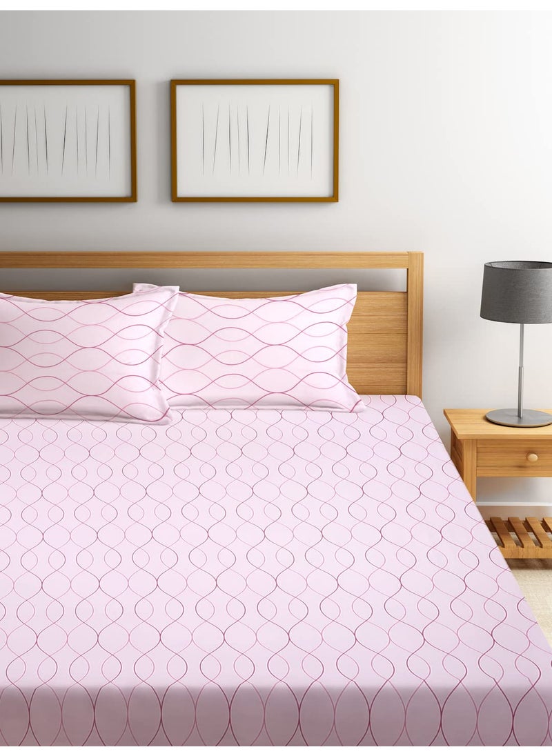 Ambra Linens 180TC Premium Bed Sheet Set Bed Sheet Double Bed 100 Cotton Bed Sheet Soft Smooth Flat Sheets Bed Sheet for AllSeason Use 1 Bedsheet and 2 Pillowcases Queen Size