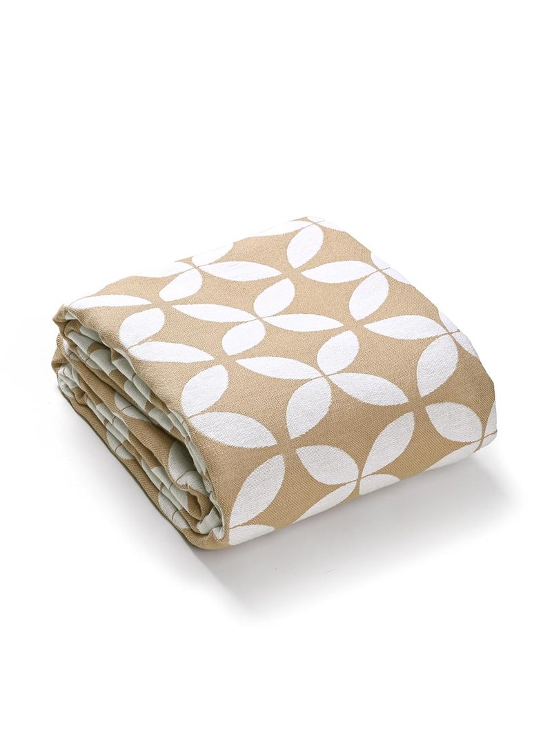SARAL Home Double Layered Soft Cotton Dhadki Design Breathable Wrinkle Free Bedsheet for Double Bed 1 Queen Size Bedsheet Without Pillow Covers Beige90X100
