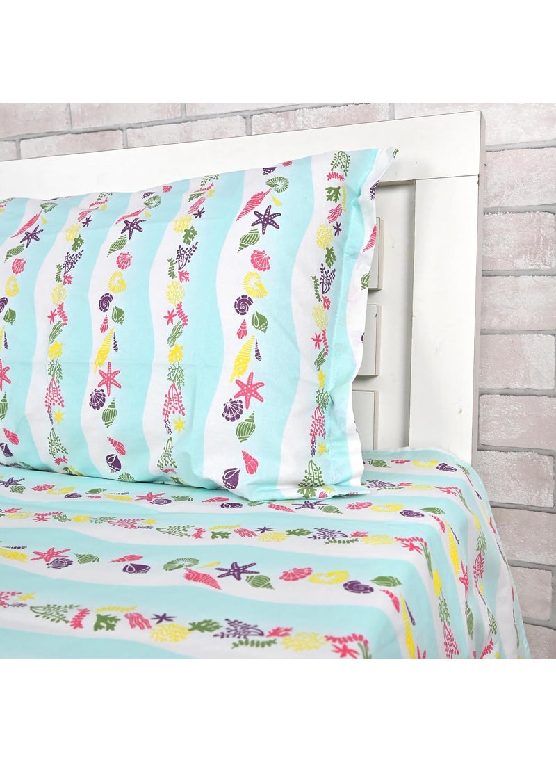 Divine Casa 100 Cotton Bedsheet for Single Bed 144 TC Bedsheet Single Size Bed Cotton with 1 Pillow Cover 145 X 223 cm Cosmic Sky Abstract