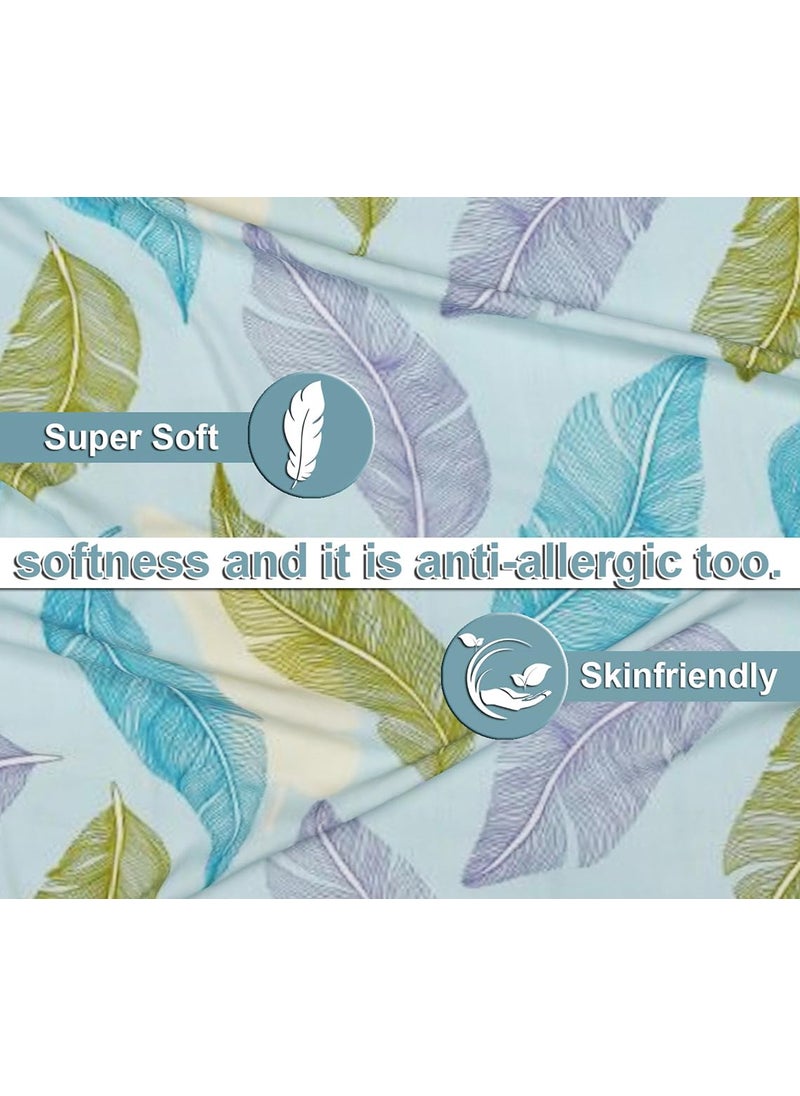 VAS COLLECTIONS XXL Microfiber Soft Cotton King Size Bedsheet for Double Bed King Size 108 x108 in 9 Feet 275x275 cm 2 Large Size Pillow Covers Without Joint White Blue200 tc 240 tc
