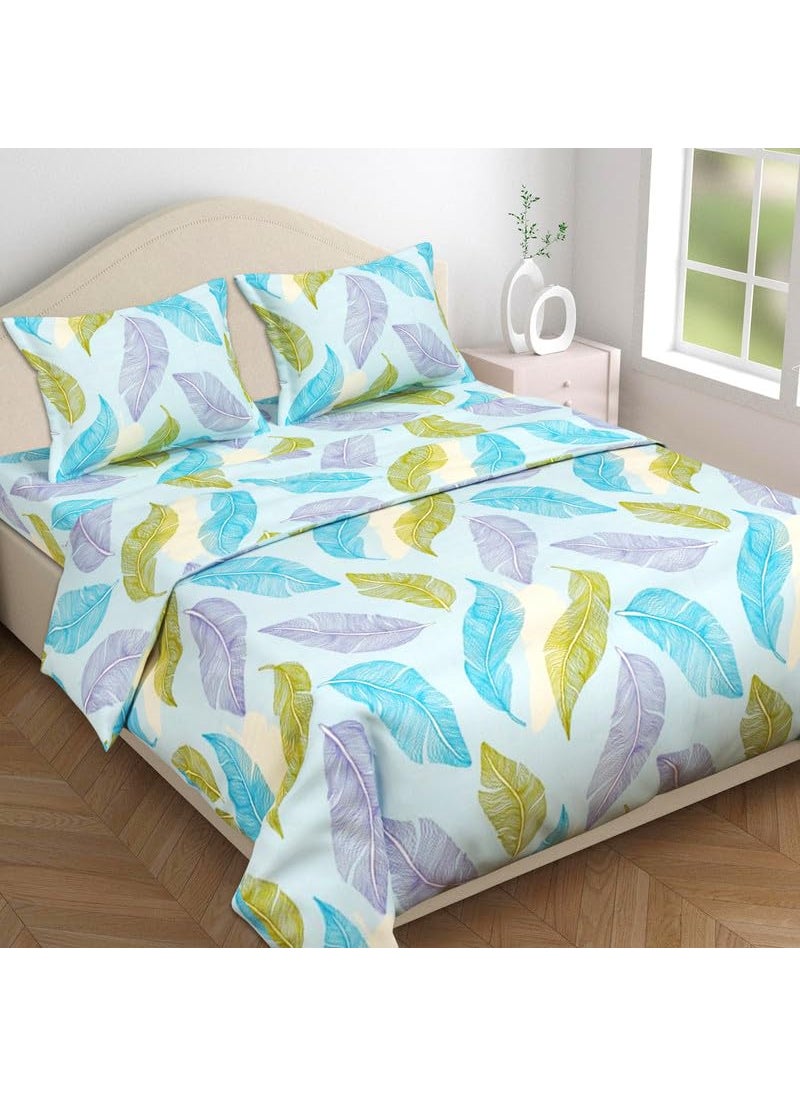 VAS COLLECTIONS XXL Microfiber Soft Cotton King Size Bedsheet for Double Bed King Size 108 x108 in 9 Feet 275x275 cm 2 Large Size Pillow Covers Without Joint White Blue200 tc 240 tc