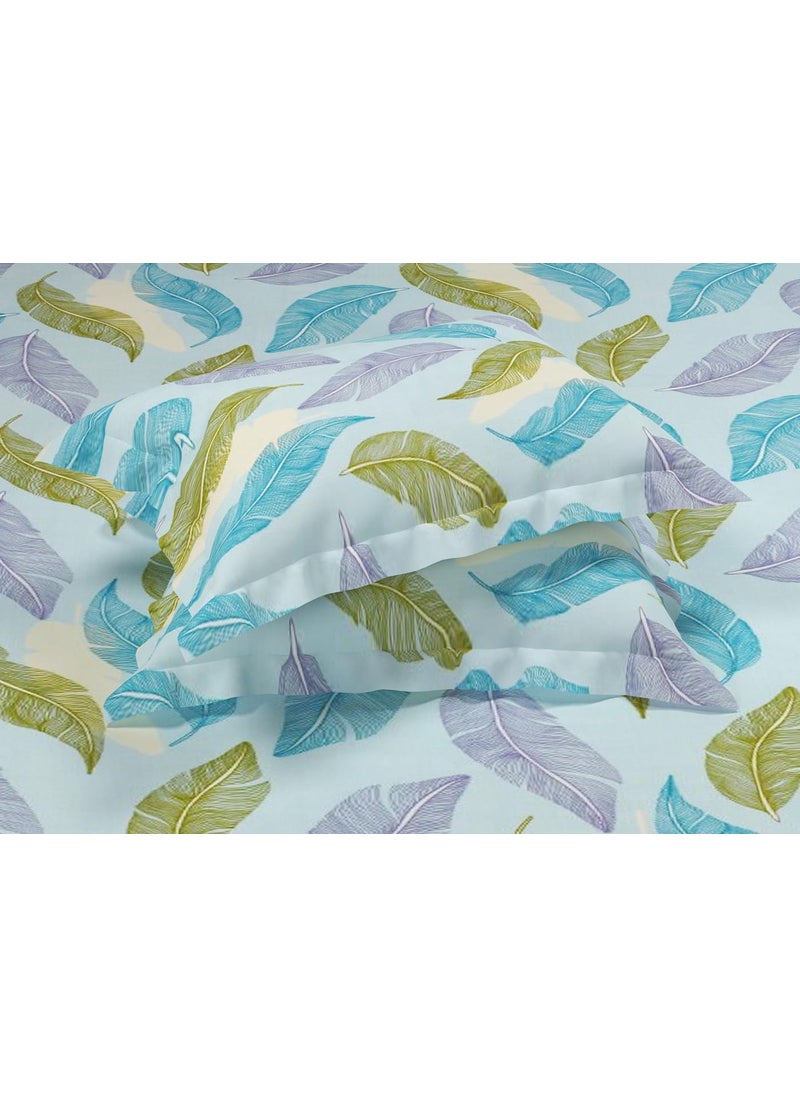 VAS COLLECTIONS XXL Microfiber Soft Cotton King Size Bedsheet for Double Bed King Size 108 x108 in 9 Feet 275x275 cm 2 Large Size Pillow Covers Without Joint White Blue200 tc 240 tc