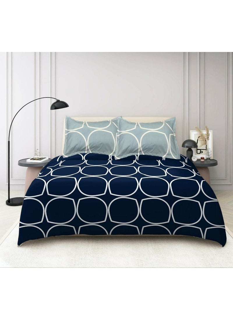 Castiqa Elastic Fitted Supersoft Premium Brushed Cotton 200TC Double Bedsheets Queen Size 60x78 Inch150x195Cm with 2 Contrast Pillow Covers Fits Upto Mattress of 10 Inches Blue B