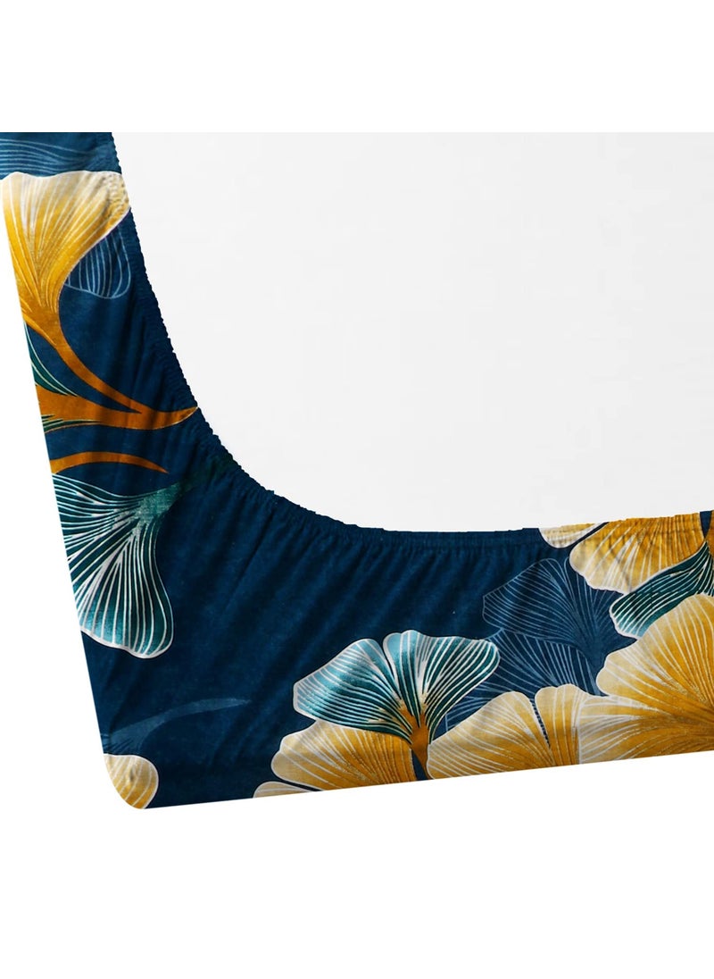 PRINDA Presents King Size Elastic Fitted Double Bedsheets with 2 Pillow Covers Teal Blue H603 210 TC