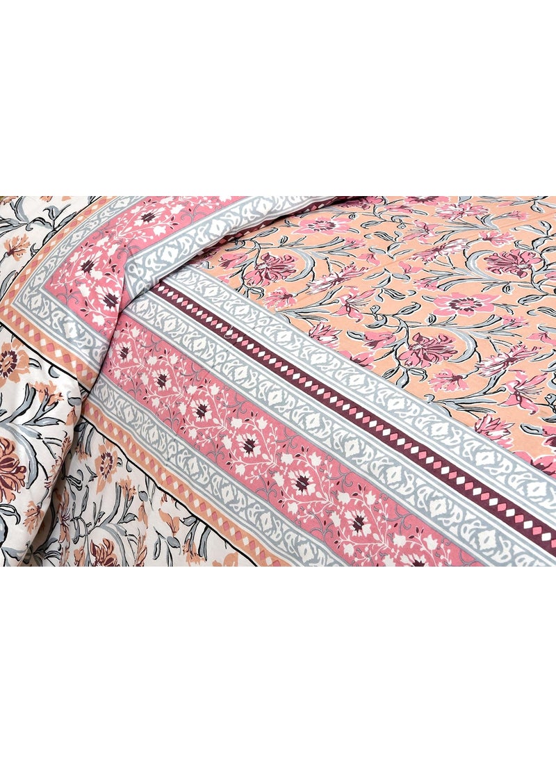 Urban Jaipur 100 Cotton King Size Bedsheet for Double Bed 90 x 108 Inches 210 TC Bed Sheet for Double Bed with 2 Pillow Covers Jaipuri Bedsheet Floral Print Pink