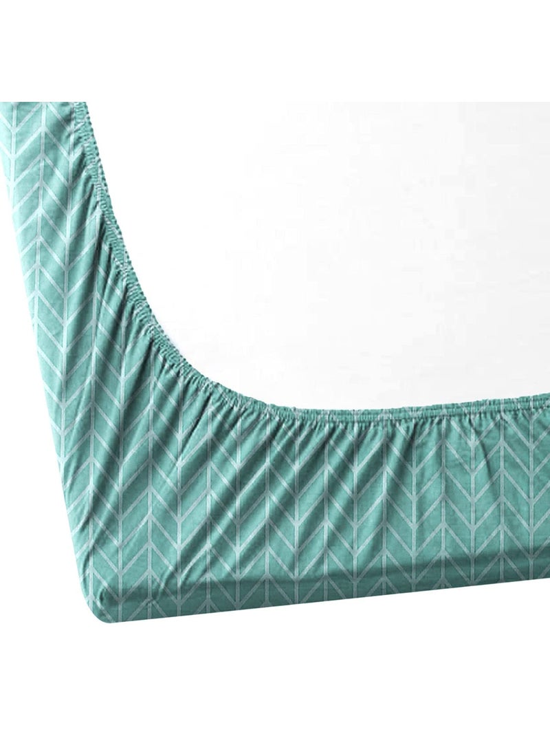 PRINDA Glace Cotton Elastic Fitted Double Bed sheetSize 78x72 Inch with 2 Pillow Covers Green