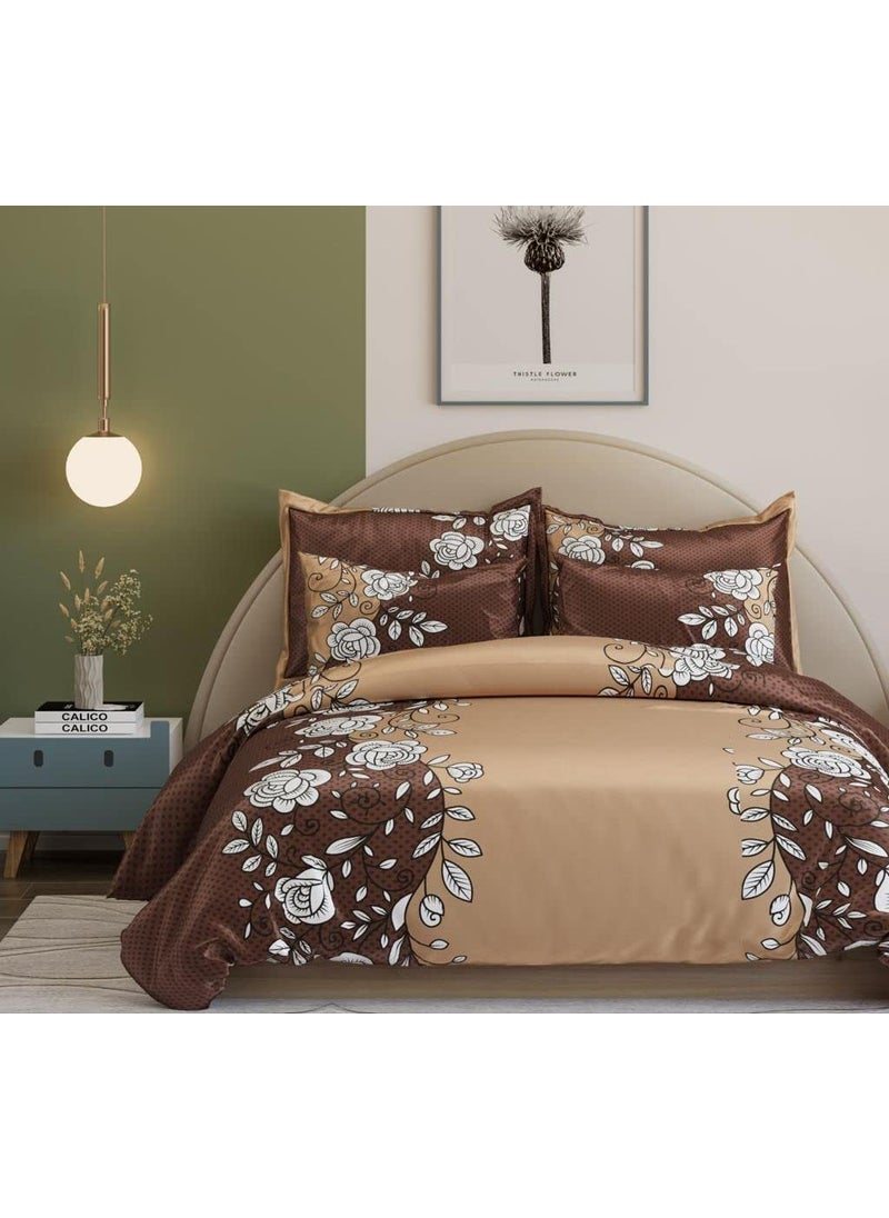 Castiqa Glace Cotton Fabric 400TC King Size 108x108inch 270x270cm Bedsheet with 2 Pillow Covers 18x28inch 45x70cm Multicolor