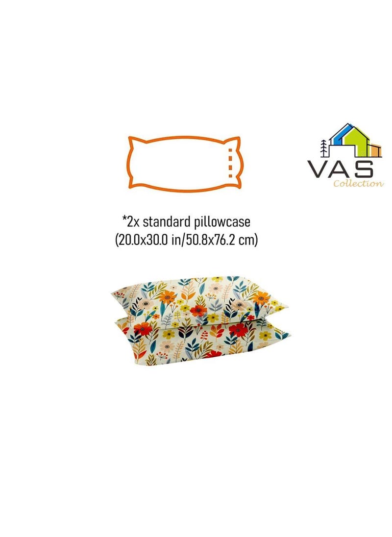 VAS COLLECTIONS Kingston Collection 1 King Size Bedsheet with 2 King Size Pillow Covers Luxury Soft Sheets Breathable Shrinkage 3pcs Set 108x108 inches or 274x274 cmWhite Multicolour