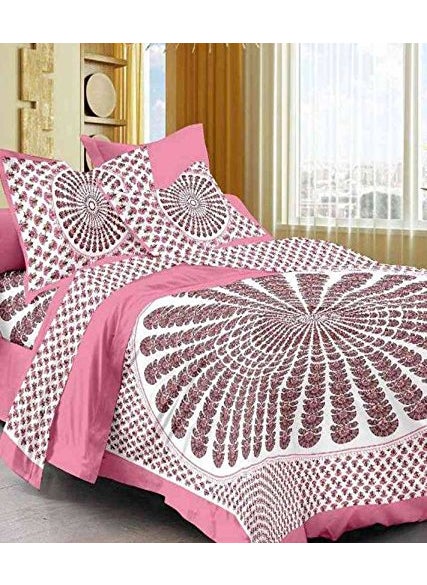 JAIPUR PRINTS Double Bedsheets Pure Cotton RajasthaniJaipuri Printed with 2 Pillow CoversSize 90x108 Inch Multicolor