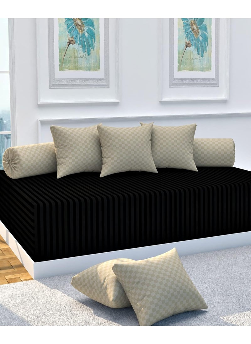 BELVOSTUM Diwan set Diwan Bedsheet Set of 8 Pieces Diwan set With 1 Single Bedsheet 2 Bolster Cover 5 Cushion Covers 100 Microfiber Diwan Set For Living Room Dining Hall