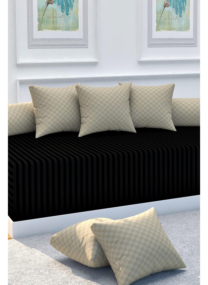 BELVOSTUM Diwan set Diwan Bedsheet Set of 8 Pieces Diwan set With 1 Single Bedsheet 2 Bolster Cover 5 Cushion Covers 100 Microfiber Diwan Set For Living Room Dining Hall