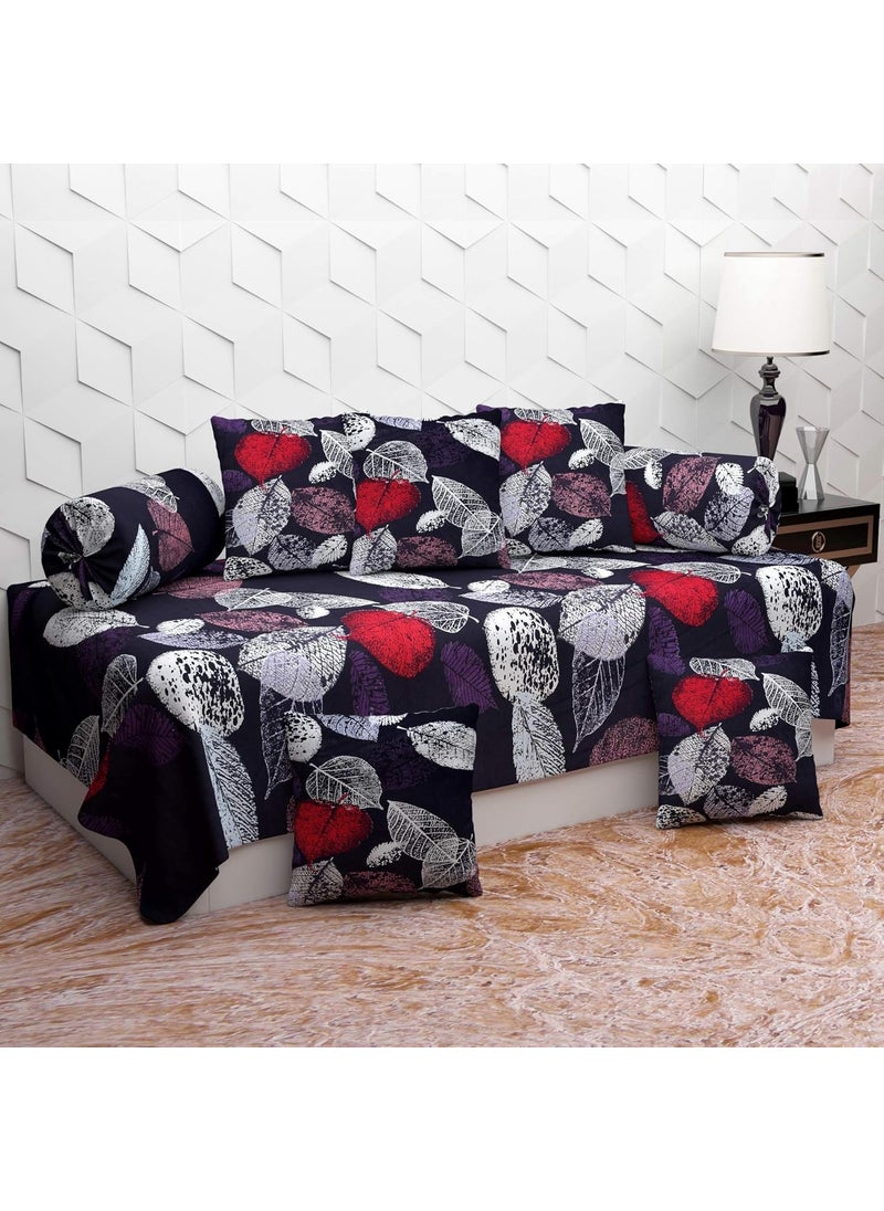 BELVOSTUM Diwan set Diwan Bedsheet Set of 8 Pieces Diwan set With 1 Single Bedsheet 2 Bolster Cover 5 Cushion Covers 100 Microfiber Diwan Set For Living Room Dining Hall