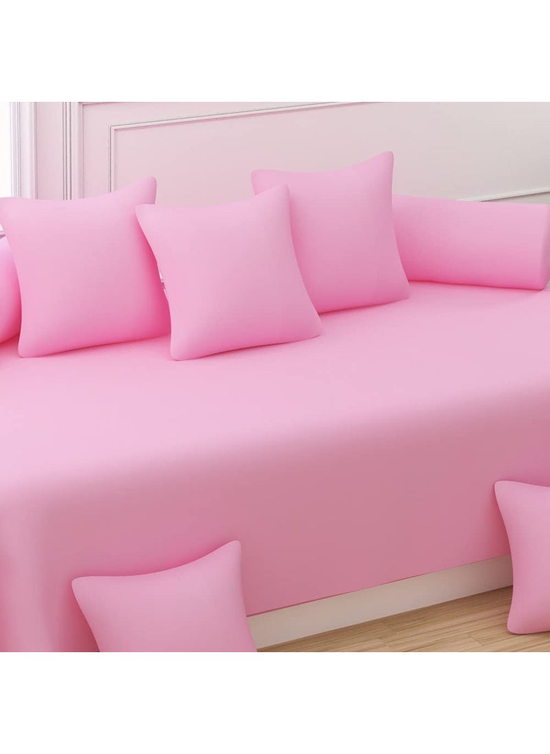 BELVOSTUM Diwan set Diwan Bedsheet Set of 8 Pieces Diwan set With 1 Single Bedsheet 2 Bolster Cover 5 Cushion Covers 100 Microfiber Diwan Set For Living Room Dining Hall