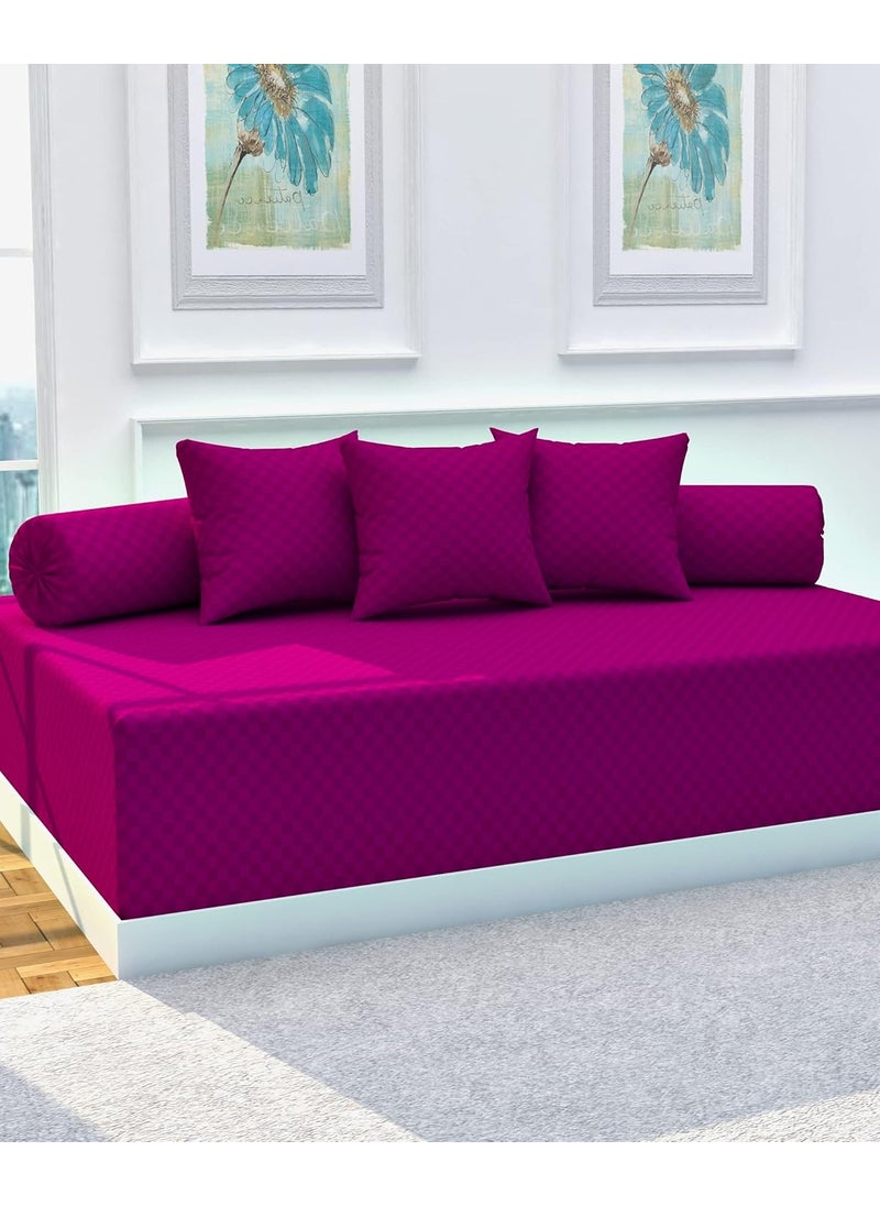 BELVOSTUM Diwan Set Diwan Bedsheet Set of 8 Pieces Diwan Set with 1 Single Bedsheet 2 Bolster Cover 5 Cushion Covers 100 Microfiber Diwan Set for Living Room Dining Hall