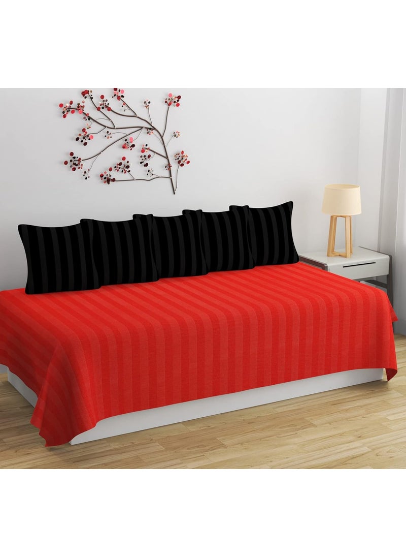 BELVOSTUM Diwan Set Diwan Bedsheet Set of 8 Pieces Diwan Set with 1 Single Bedsheet 2 Bolster Cover 5 Cushion Covers 100 Microfiber Diwan Set for Living Room Dining Hall