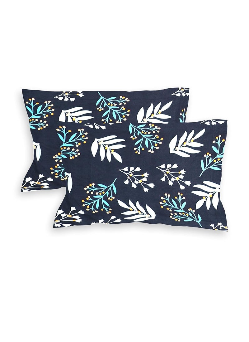 RD TREND Presents Bedsheet for Double Bed 210 TC Size 90100 Inchs 228254 CMPolycotton Double Bed bedsheet with 2 Pillow Covers1828 Inchs ColorDark Blue Pattern Floral