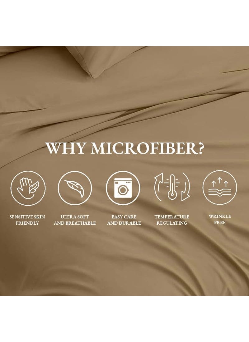 Bhoomi Impex 186 TC Bedsheet for Double Bed Brushed Microfiber Bedding Flat Bedsheets Include Pillowcase Soft Microfiber Breathable Wrinkle Fade Resistant Cooling Sheets Baige_Double