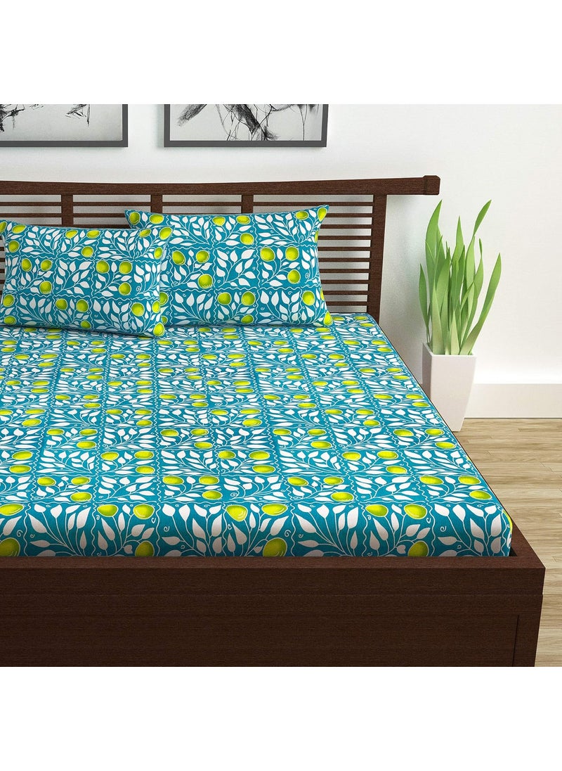 Divine Casa 100 Cotton Bedsheet Set for Double Bed 1 Double Cotton Bedsheet 2 Pillow Covers 144 TC Breathable WrinkleFree Aesthetic Double Bedsheet Set Ditsy Dale