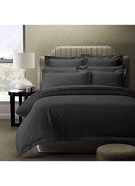 Castiqa Satin Fabric 210TC Striped Pattern King Size Double Bed Bedsheet with 2 Pillow Covers for HomeHotelsDining Room Grey